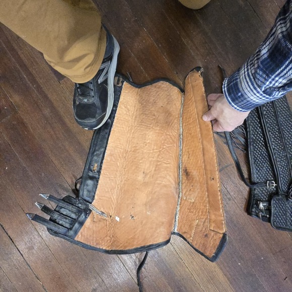 Antique Tooled Leather Gaiters with Fringe – Western Equestrian Costume Cosplay - Picture 4 of 8